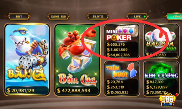 Mini game Poker Hitclub có tỷ lệ chiến thắng cao