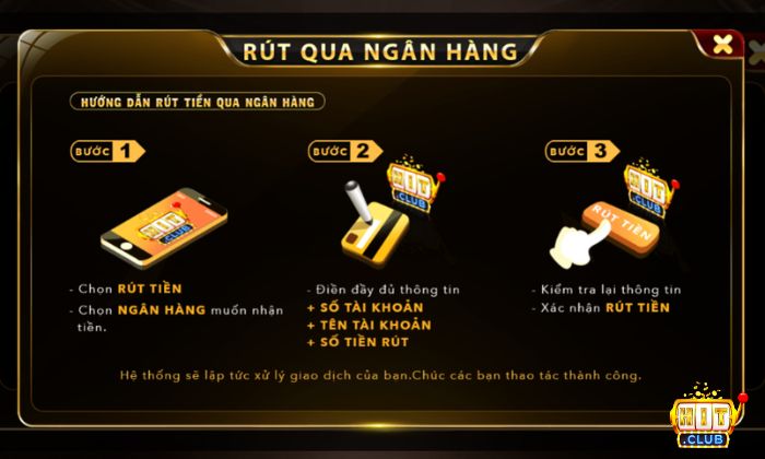 Hướng dẫn rút tiền Hitclub qua Ngân hàng đơn giản